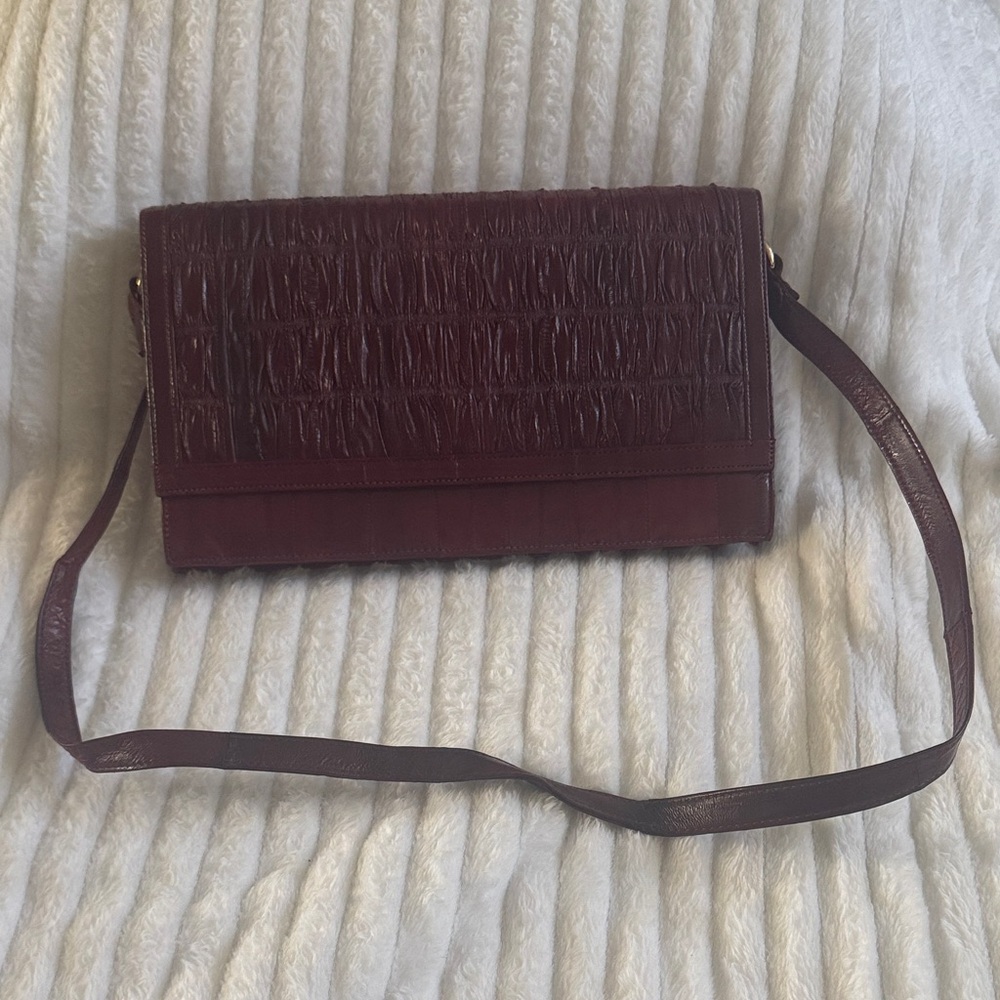 Vintage Eel Skin Burgundy Clutch